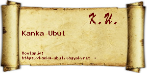 Kanka Ubul névjegykártya